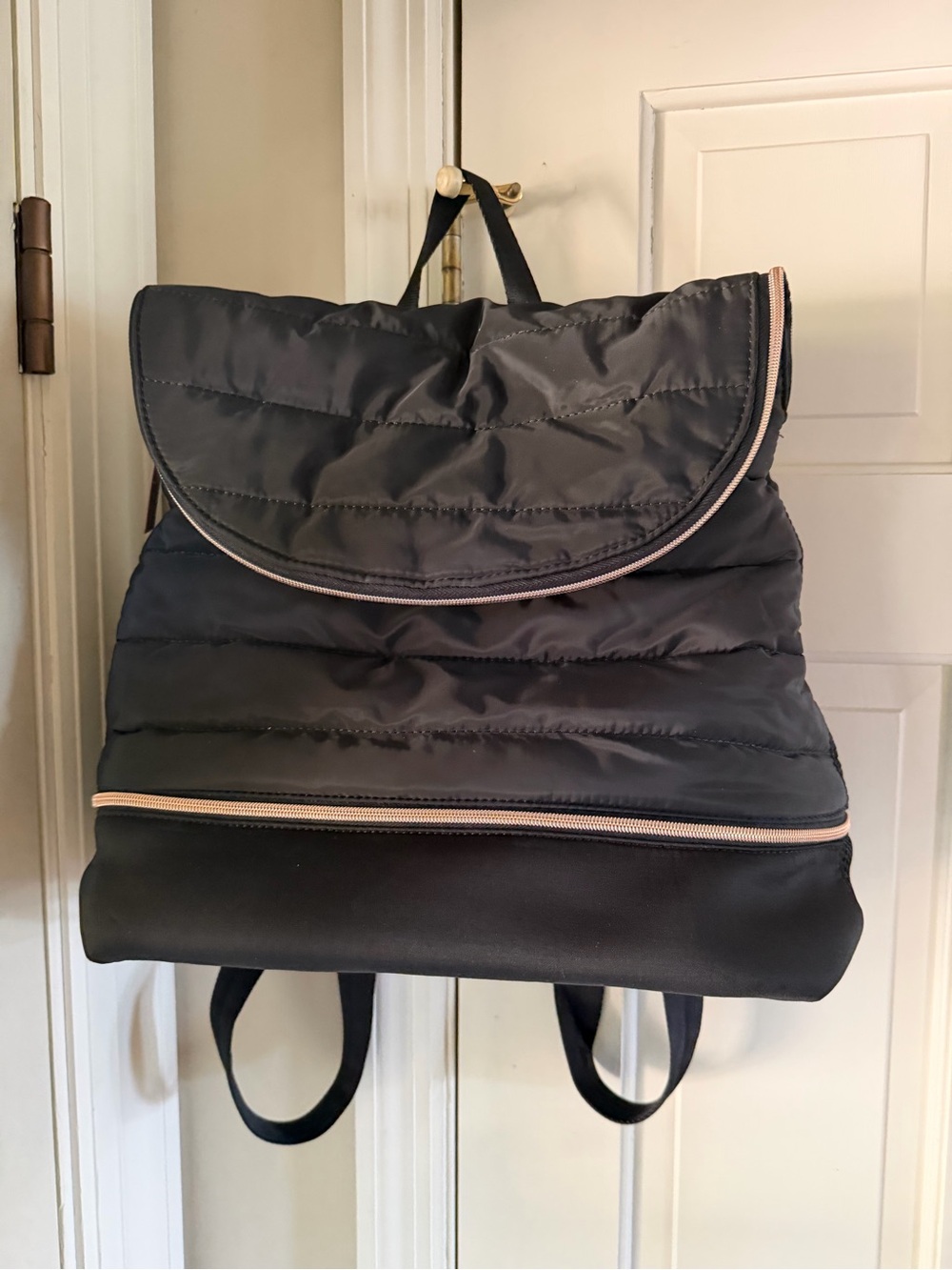Stella & Dot Crush It Backpack. Black with Rose Gold Zippers